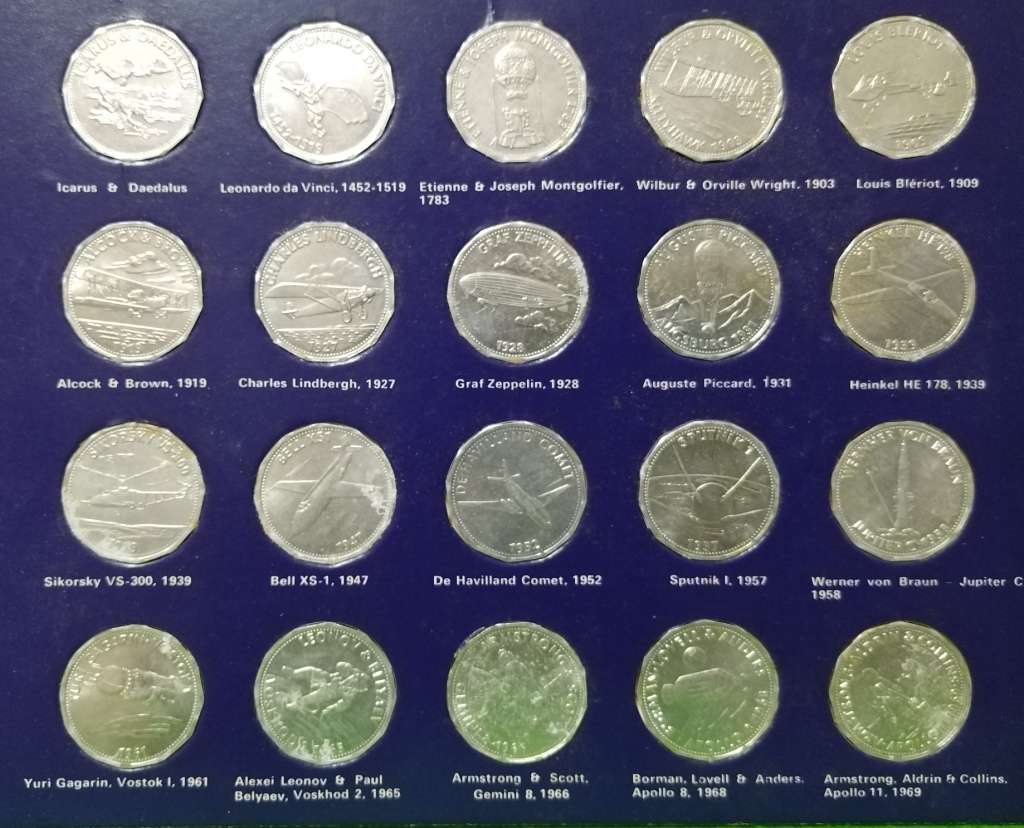 **Issued by SHELL - 1970`s**Man in Flight - Complete set of 20 Tokens**On Collectors card**Vintage**