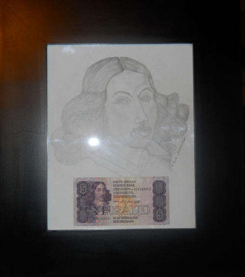 ***UNIQUE & RARE***ONCE OFF PENCIL SKETCH***JAN VAN RIEBEECK - THE LEGEND***WITH R5 NOTE***