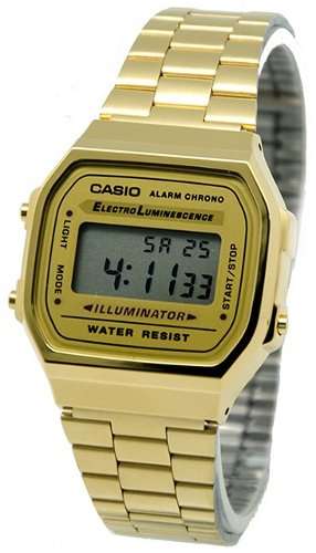 Casio Digital Alarm Metal Band Vintage A168WG-9W