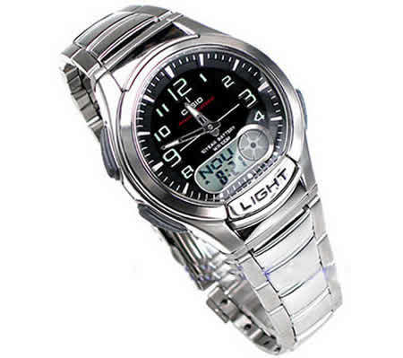 Casio Mens S-Steel Analog Digital Watch AQ-180WD-1BV