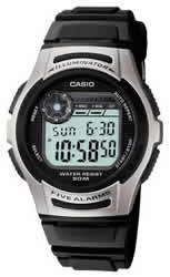 Casio 5-Alarm Digital Mens Watch W-213-1A