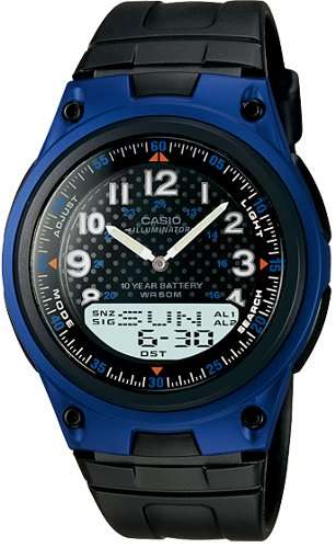 Casio Men's World Time Ana-Digi Data Bank 10-Year-Battery Watch AW-80-2B