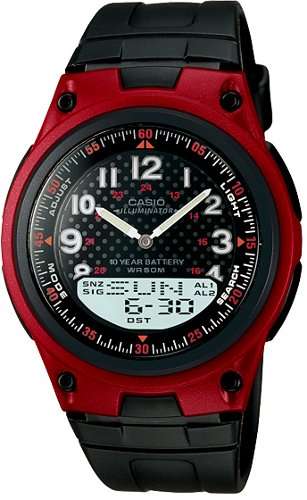 Casio Men's World Time Ana-Digi Data Bank 10-Year-Battery Watch AW-80-4B