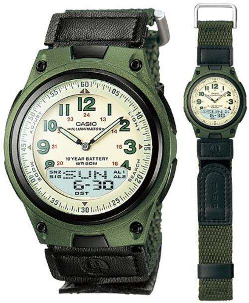 Casio Men's World Time Ana-Digi Data Bank 10-Year-Battery Watch AW-80V-3B