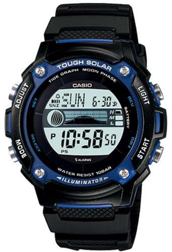 New Casio SPORTS GEAR Solar Powerd, Moon and Tide Graph W-S210H-1A