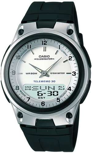 Casio Men's World Time Ana-Digi Data Bank 10-Year-Battery Watch AW-80-7A