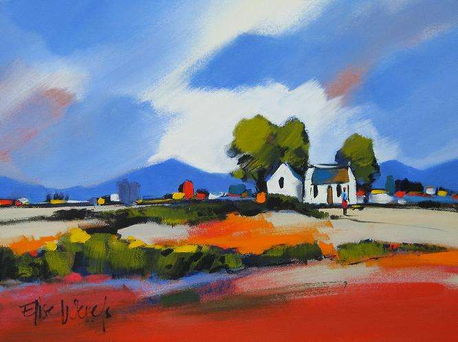 Colourful Cape landscape (Acrylic with soft brush)