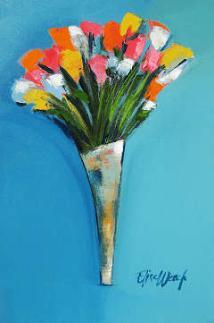 Original Flowers by Elise Wessels with Palette knife (900 x 600)!!