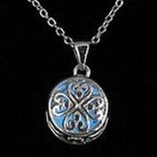 925 Sterling Silver Filled Glow in the dark pendant with filigree Heart design work