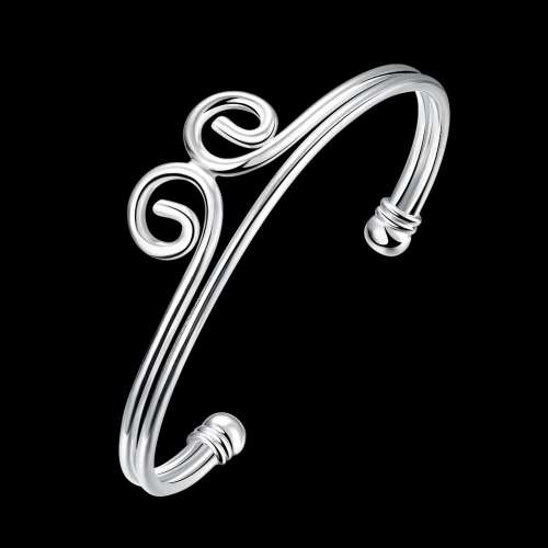 New 925 Sterling silver filled Ladies double band curved Cuff bangle