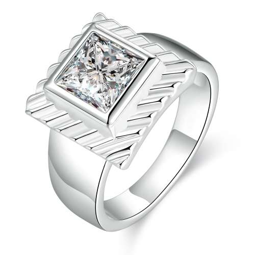 925 Sterling silver filled Chunky Ladies ring with 2ct AAA Genuine Austrian crystal center stone