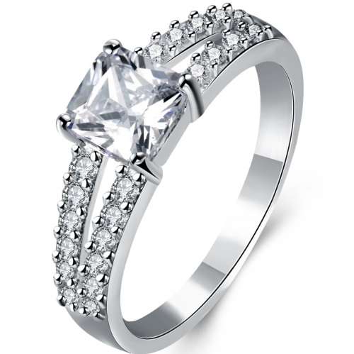 925 Sterling silver filled Engagement style ring with dual band, adorned with simulated diamonds