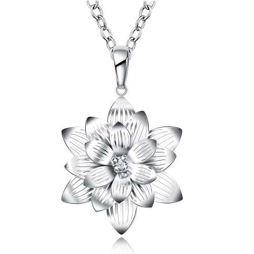 New 925 Sterling silver filled Chunky Flower design pendant with FREE chain included