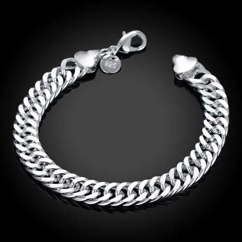 New 925 Sterling silver filled Chunky plain design link bracelet, +-8mm wide