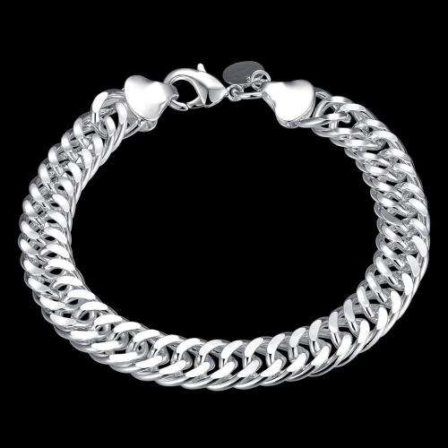 New 925 Sterling silver filled Chunky plain design link bracelet, +-8mm wide