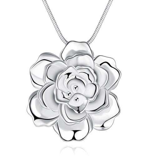 New 925 Sterling Silver filled Chunky flower design pendant with FREE chain included