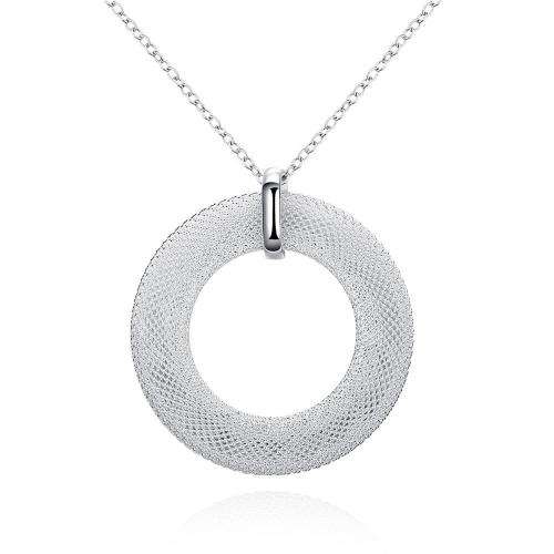 New 925 Sterling Silver filled Circle design mesh pendant with FREE chain included
