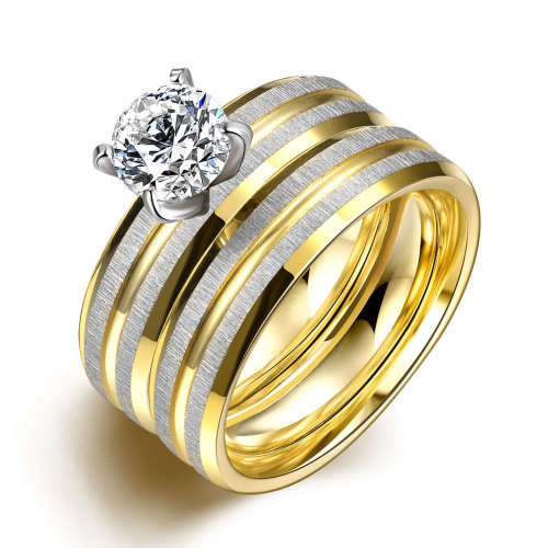 New Ladies titanium steel Engagement style ring with 1ct Genuine Austrian crystal