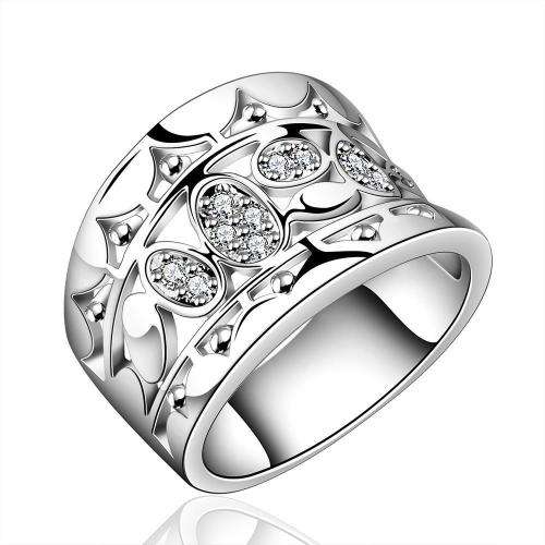 New 925 Sterling Silver filled Chunky ladies ring with AAA crystal detail