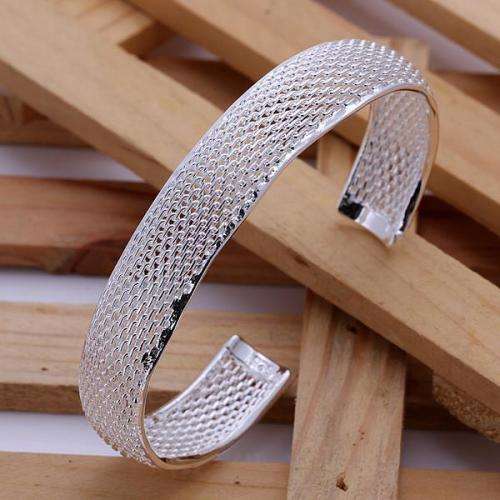 New 925 Sterling silver filled ladies Mesh style cuff bangle