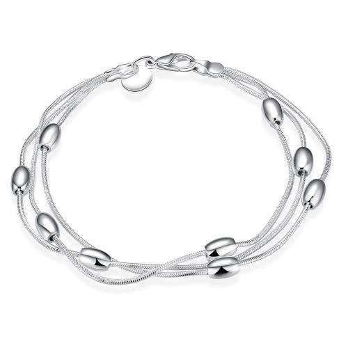 New 925 sterling silver filled multi strand bracelet with oval bead detail