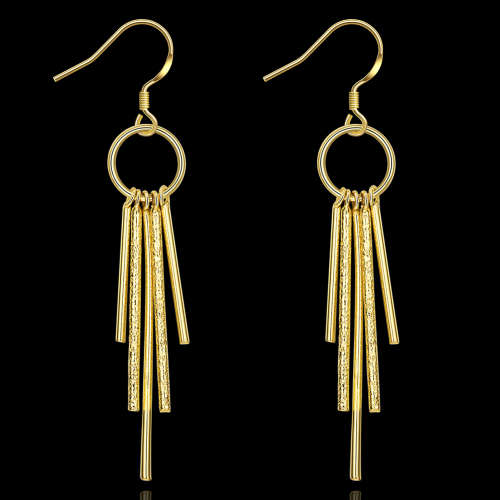 New 18K RGP in yellow gold, Elegant ladies dangle earrings