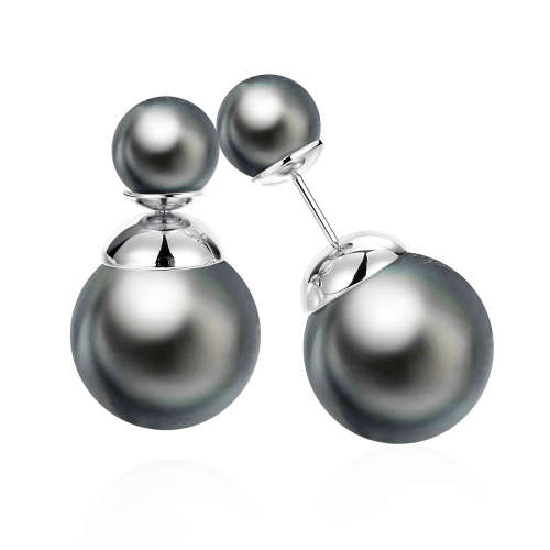 New 18K RGP in white gold ladies dior style earrings with shell pearl detail
