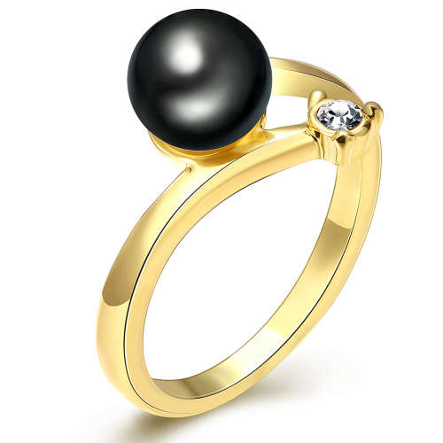 New 18K RGP in yellow gold, Ladies ring with shell pearl detail