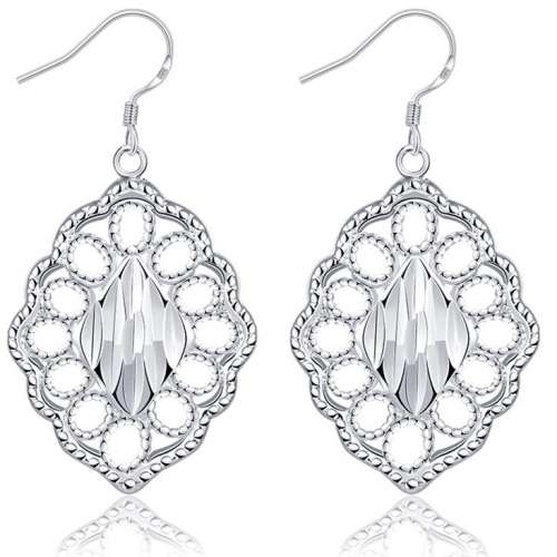 New 925 Sterling Silver filled Ladies Dangle earrings with inner detail work