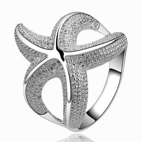 New 925 Sterling Silver filled Ladies chunky Starfish design ring