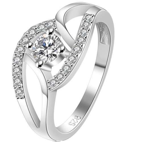 New 925 Sterling Silver filled Ladies Engagement style ring with 1ct Genuine AAA crystal