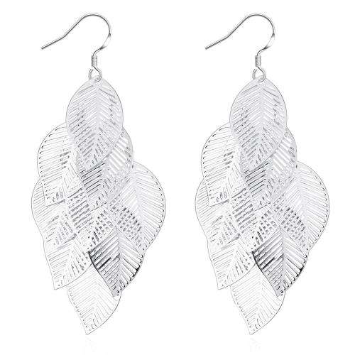 New 925 Sterling silver filled Ladies multi tier leaf design earrings