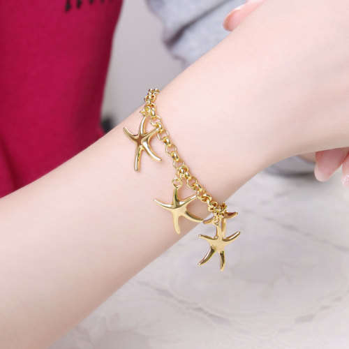 New 18K RGP in Yellow gold, ladies starfish design charm bracelet