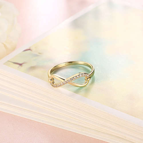 New 18K RGP in Yellow gold, ladies Infinity style ring adorned with Genuine AAA crystals