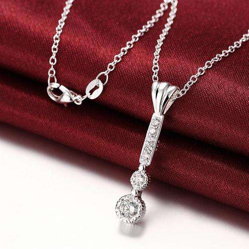 New 925 Sterling Silver filled ladies dangle crystal pendant with FREE chain included