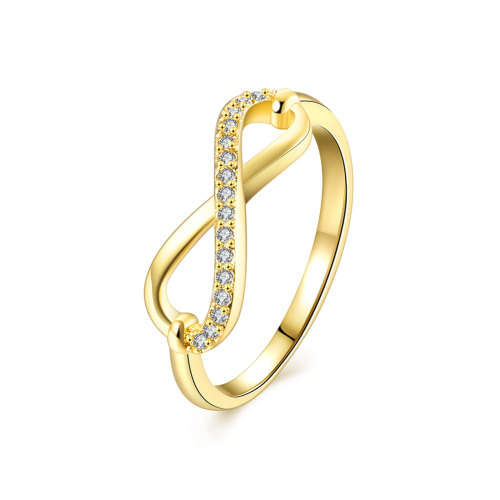 New 18K RGP in Yellow gold, ladies Infinity style ring adorned with Genuine AAA crystals