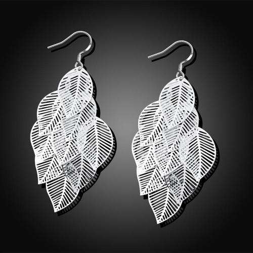 New 925 Sterling silver filled Ladies multi tier leaf design earrings