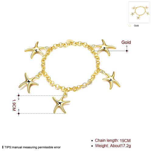 New 18K RGP in Yellow gold, ladies starfish design charm bracelet