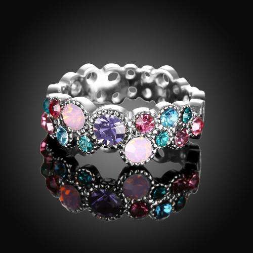 New 18K RGP in white gold, ladies color Summer ring with AAA genuine crystals