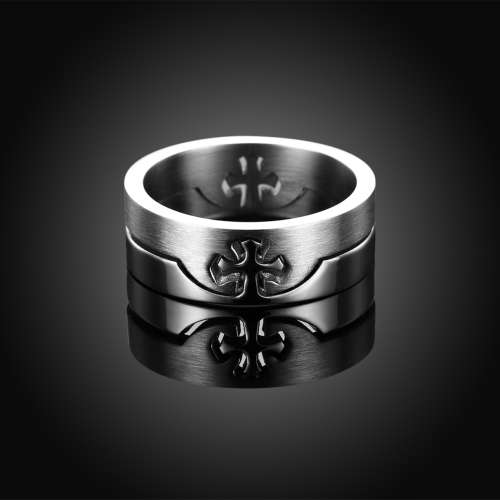 New titanium steel, Interlinked Cross Ring , size US 9