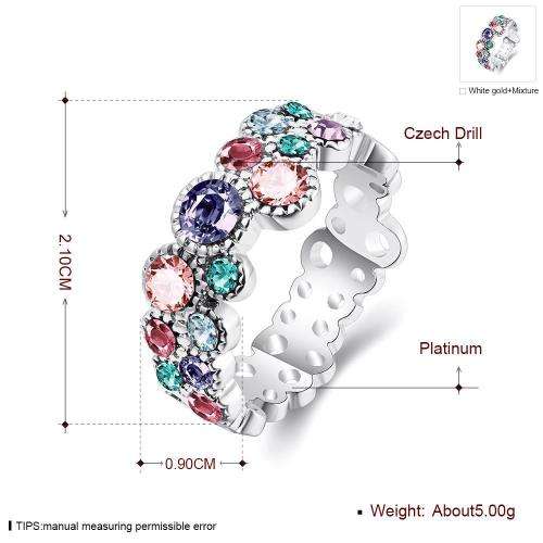 New 18K RGP in white gold, ladies color Summer ring with AAA genuine crystals