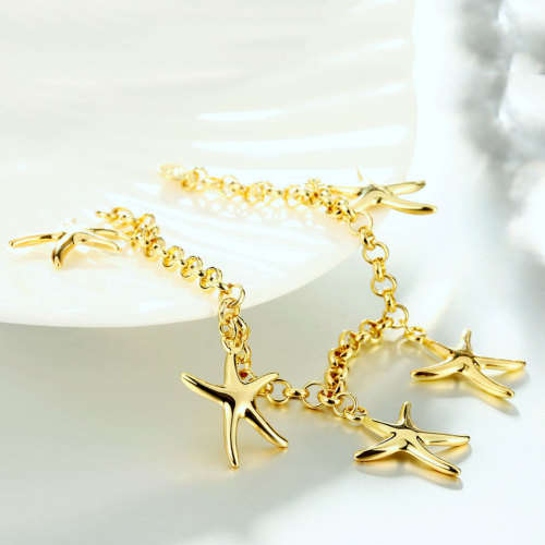 New 18K RGP in Yellow gold, ladies starfish design charm bracelet