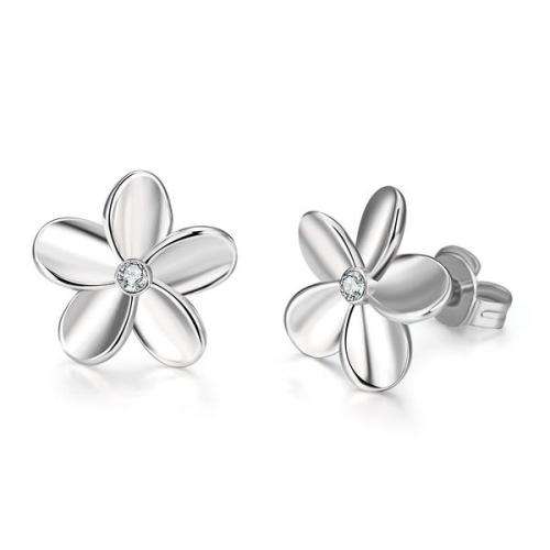 New 18K RGP Flower design stud earrings with crystal detail