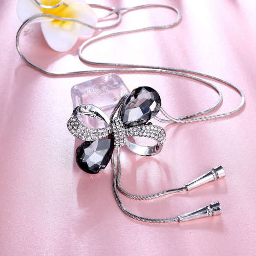 New Extra Long Chunky Ladies pendant with Grey color AAA Crystals