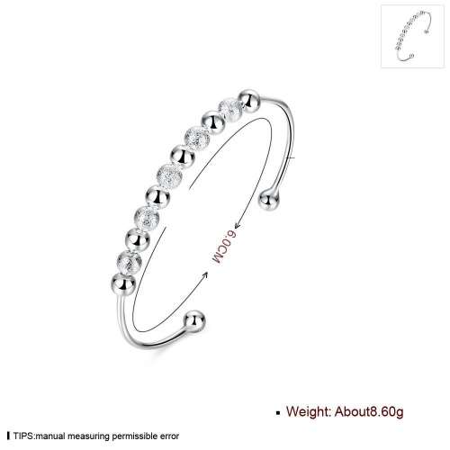 New 925 Sterling Silver filled ladies bangle with bead and sandblasted detail