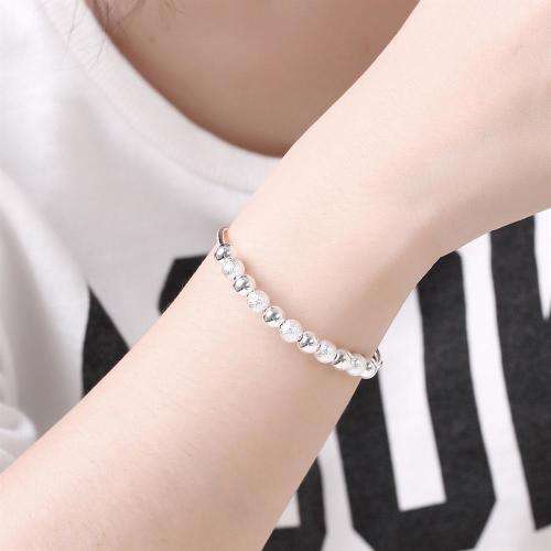 New 925 Sterling Silver filled ladies bangle with bead and sandblasted detail