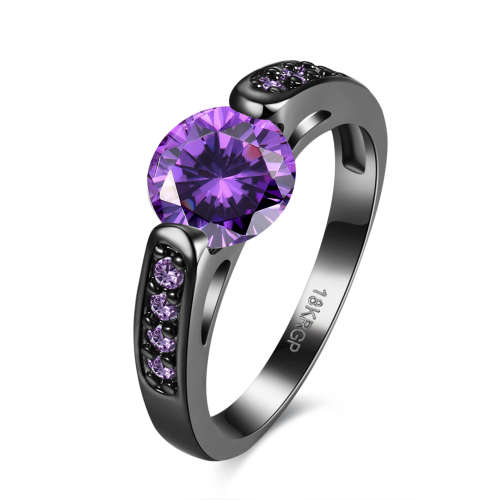 2ct Cr. Amethyst ring, genuine Black gun metal plated