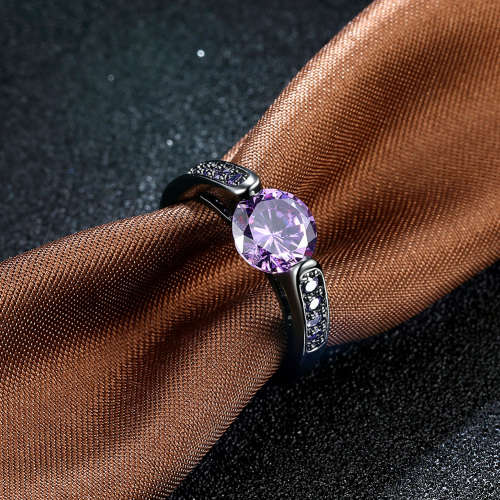 2ct Cr. Amethyst ring, genuine Black gun metal plated