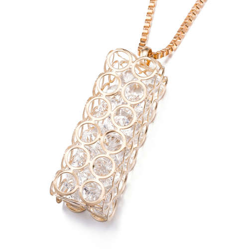New 18K RGP Ladies Pendant with Crystals inner detail, comes with FREE chain