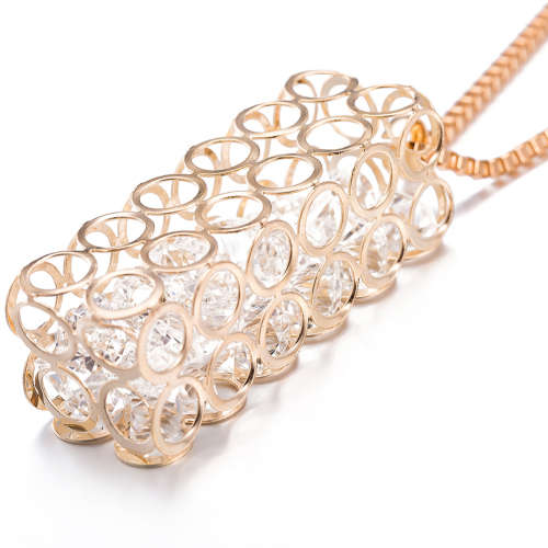 New 18K RGP Ladies Pendant with Crystals inner detail, comes with FREE chain